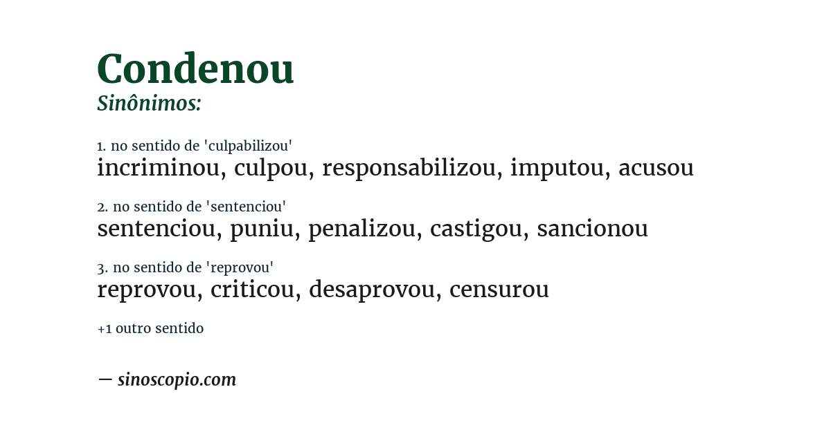 Sinônimo de condenou