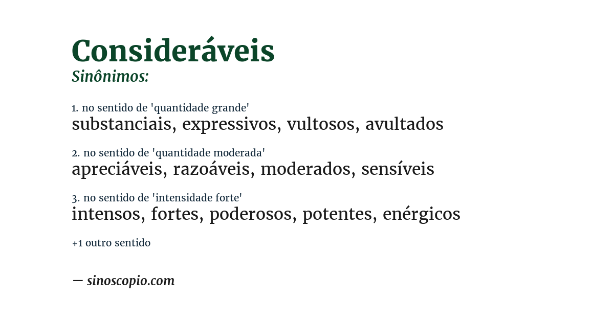 Sinônimo de consideráveis