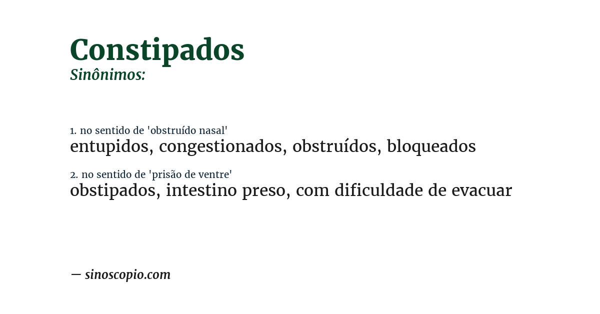 Sinônimo de constipados