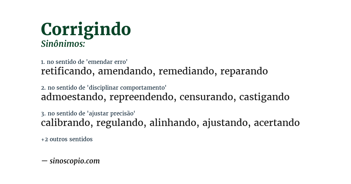 Sinônimo de corrigindo