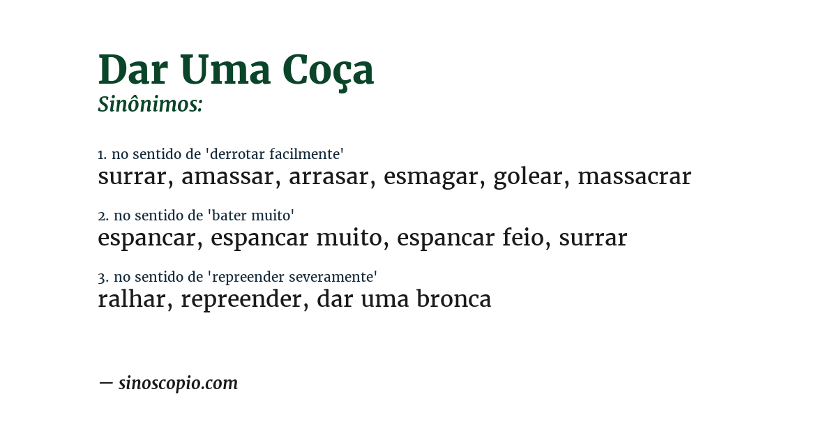 Sinônimo de dar uma coça