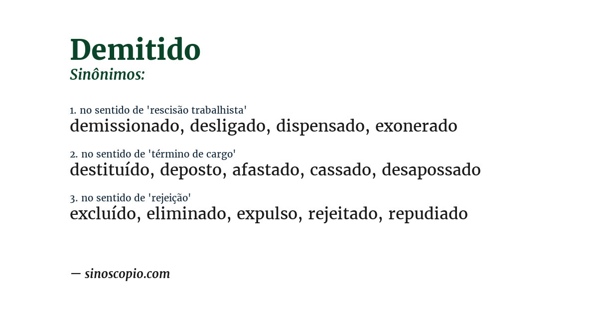 Sinônimo de demitido