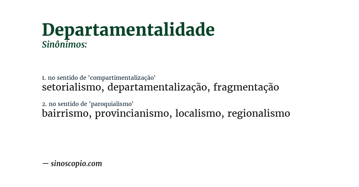 Sinônimo de departamentalidade