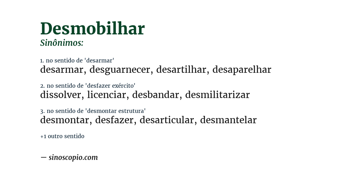 Sinônimo de desmobilhar