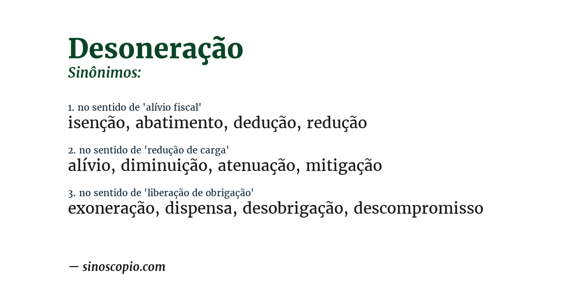 Sinônimo de desoneração