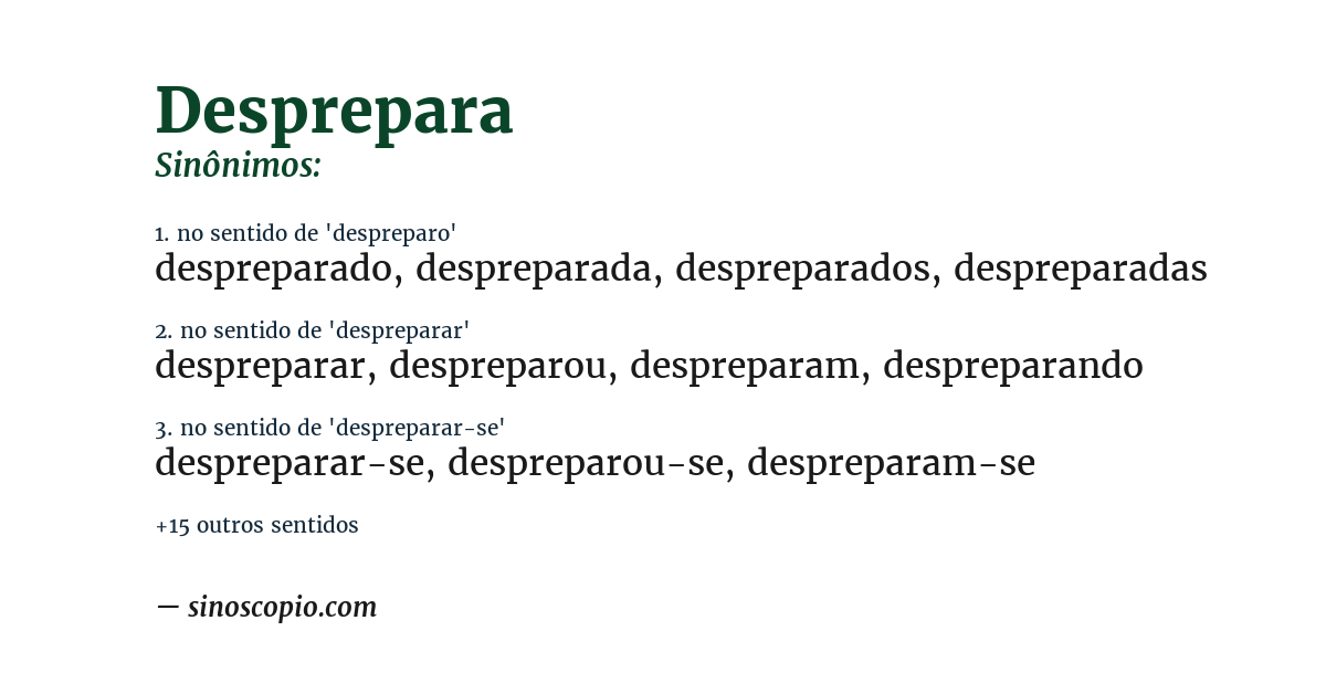 Sinônimo de desprepara