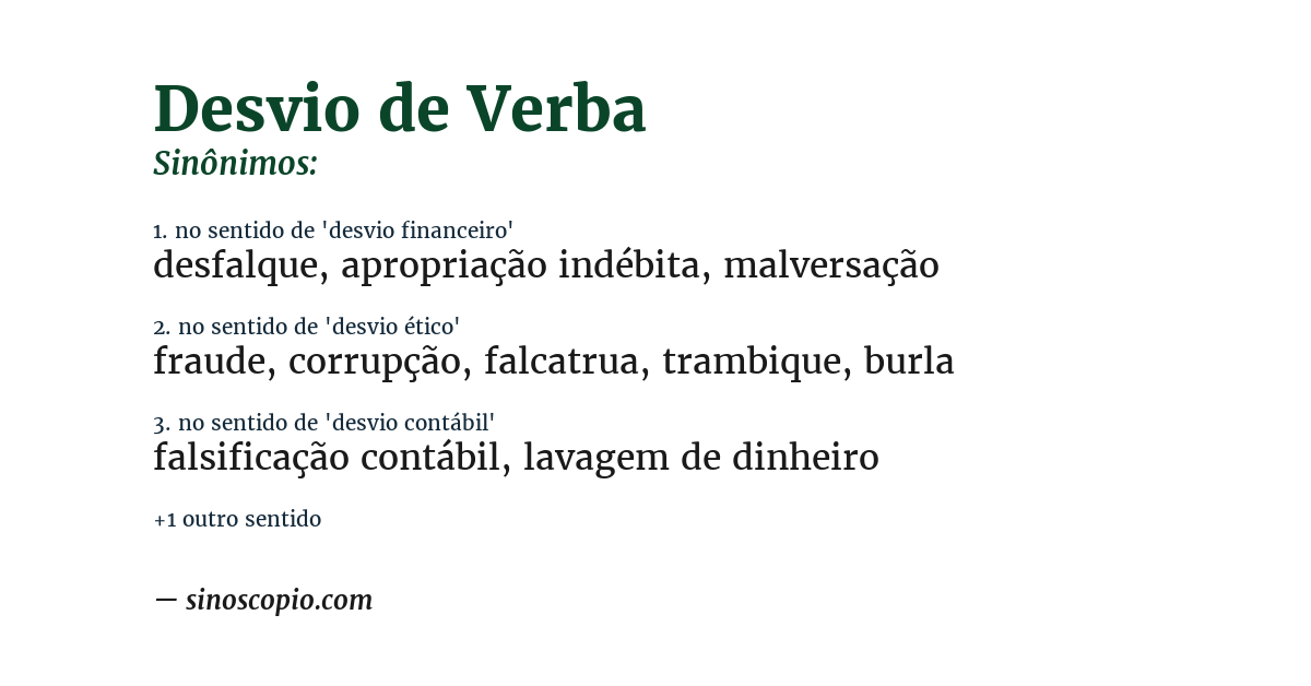 Sinônimo de desvio de verba