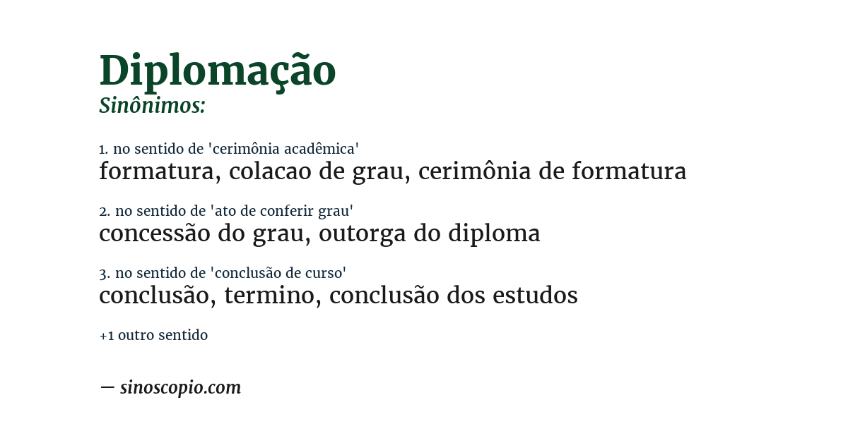 Sinônimo de diplomação