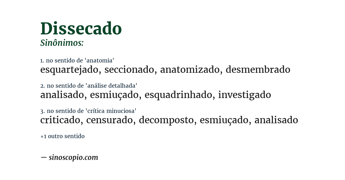 Sinônimo de dissecado