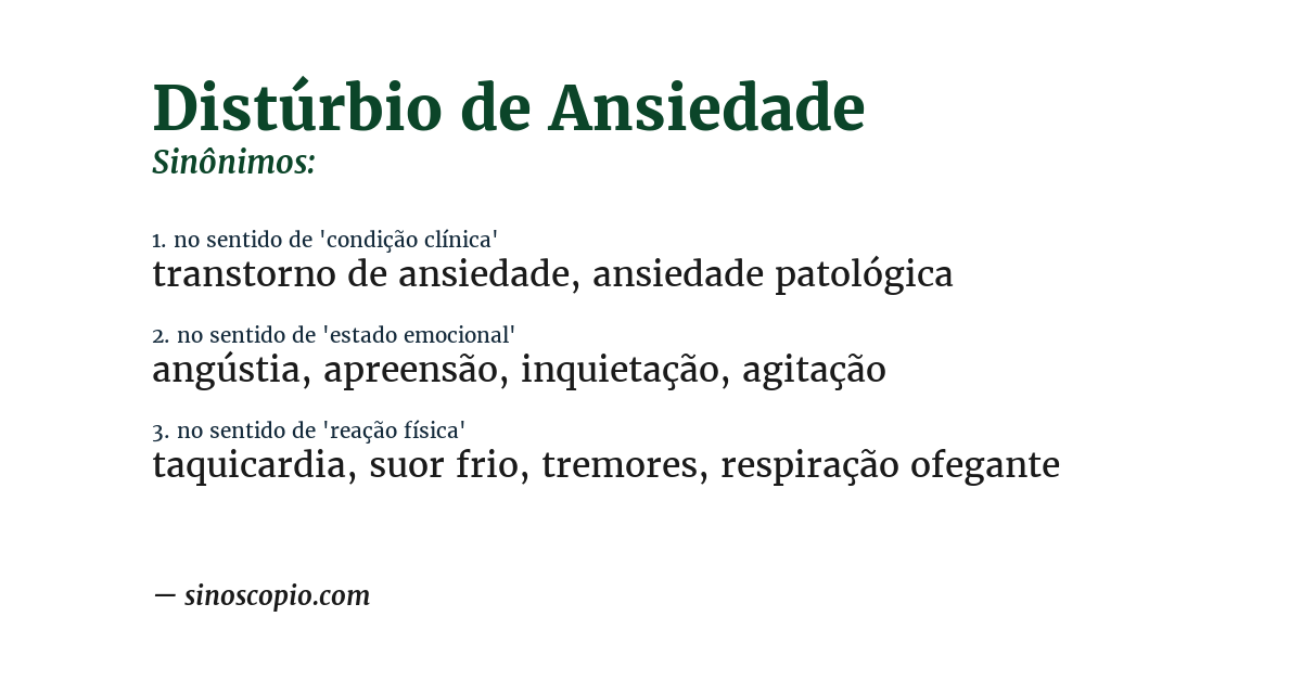 Sinônimo de distúrbio de ansiedade