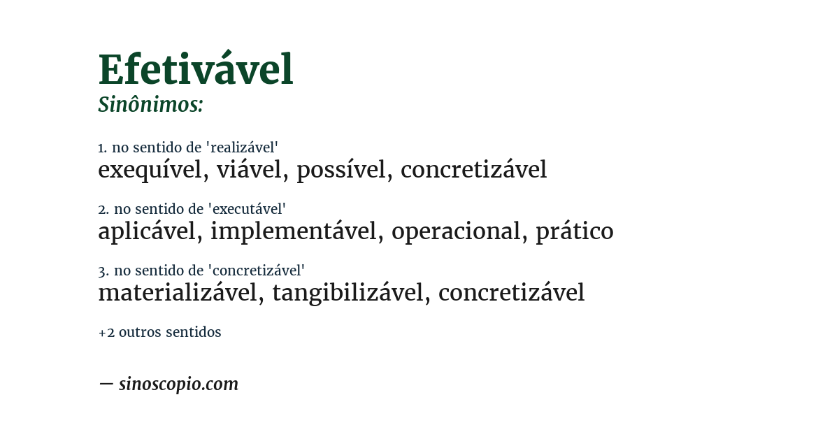 Sinônimo de efetivável