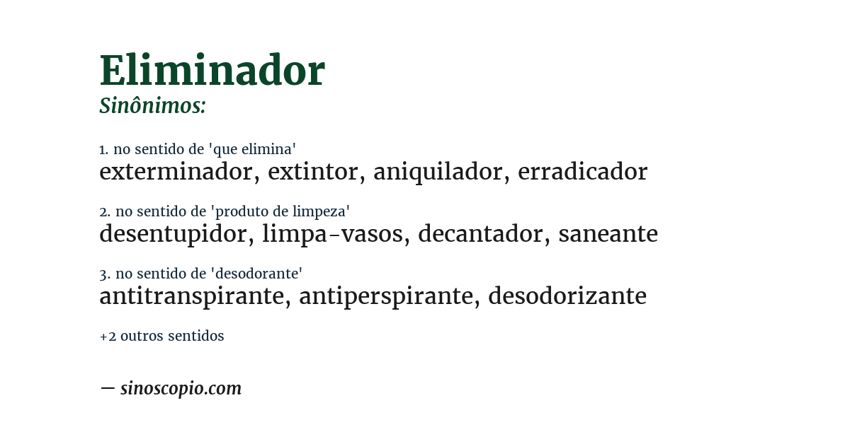 Sinônimo de eliminador