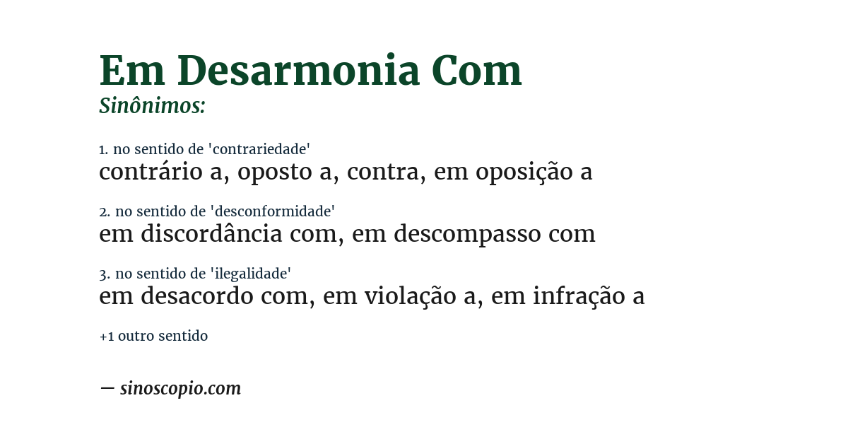 Sinônimo de em desarmonia com