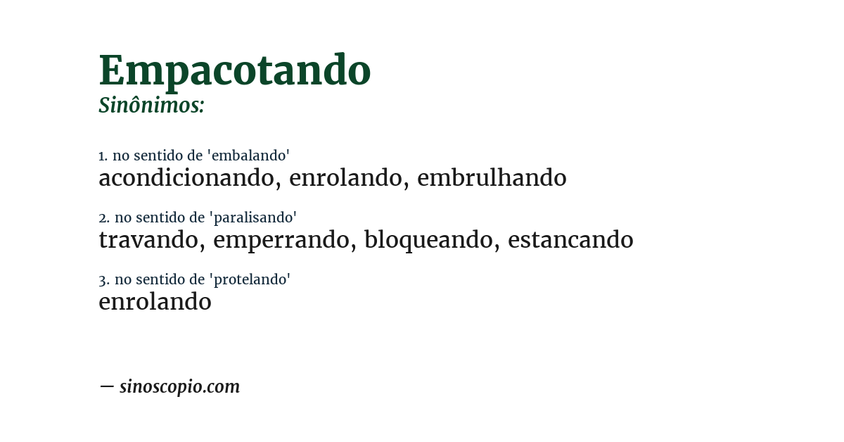 Sinônimo de empacotando