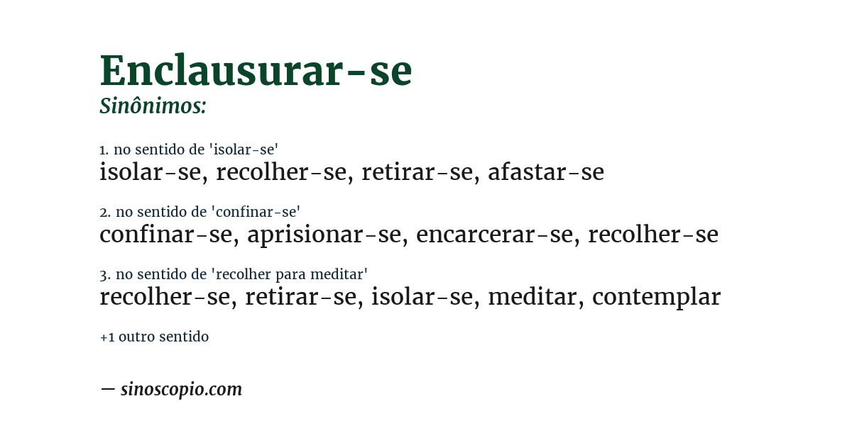 Sinônimo de enclausurar-se