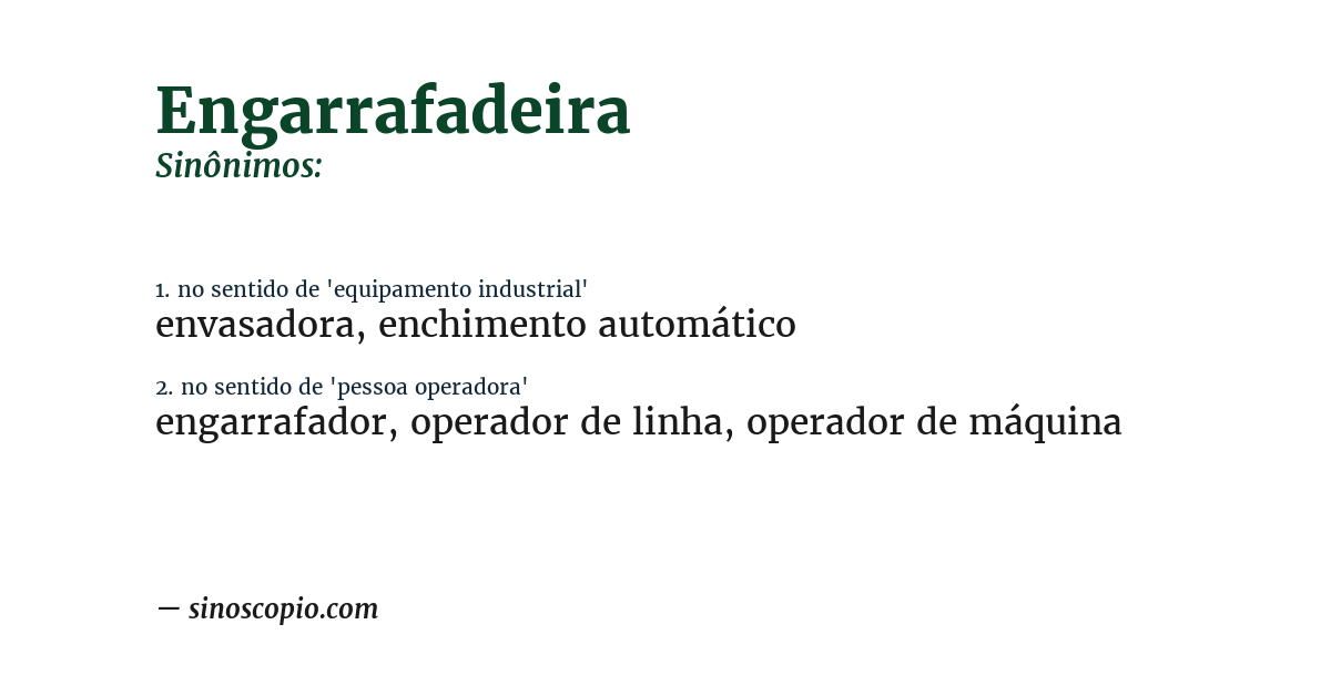 Sinônimo de engarrafadeira