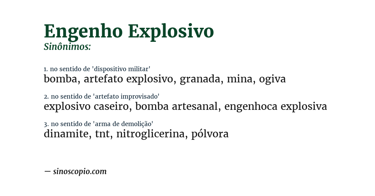Sinônimo de engenho explosivo