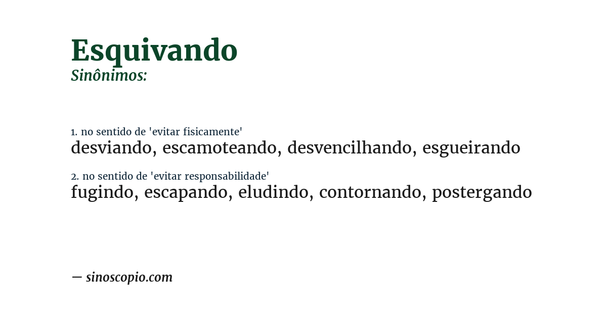 Sinônimo de esquivando