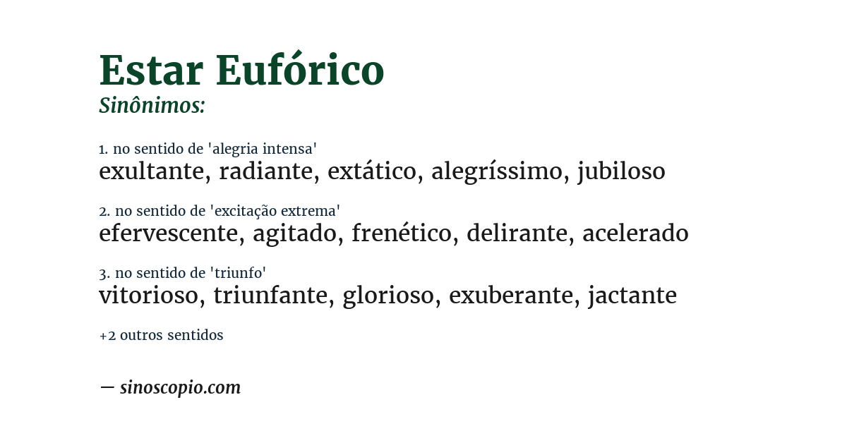 Sinônimo de estar eufórico