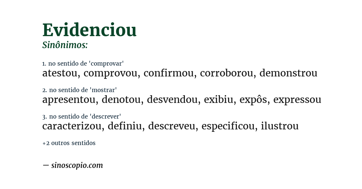 Sinônimo de evidenciou