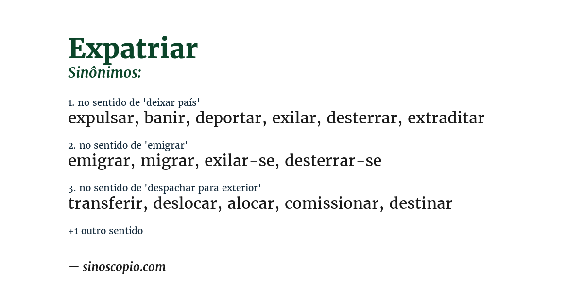 Sinônimo de expatriar