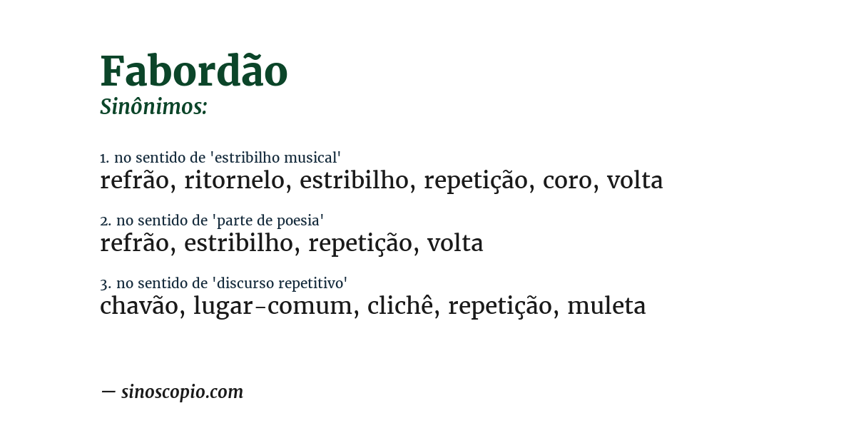 Sinônimo de fabordão