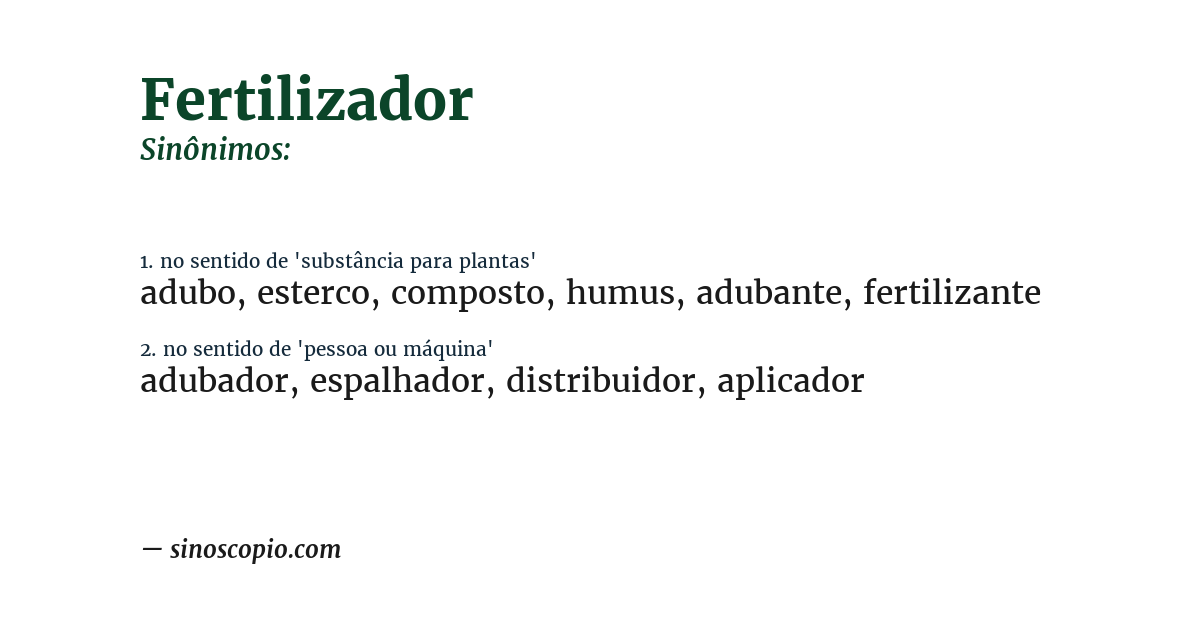Sinônimo de fertilizador