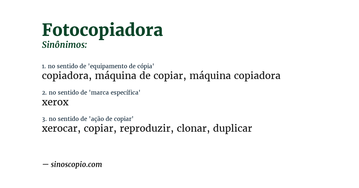 Sinônimo de fotocopiadora