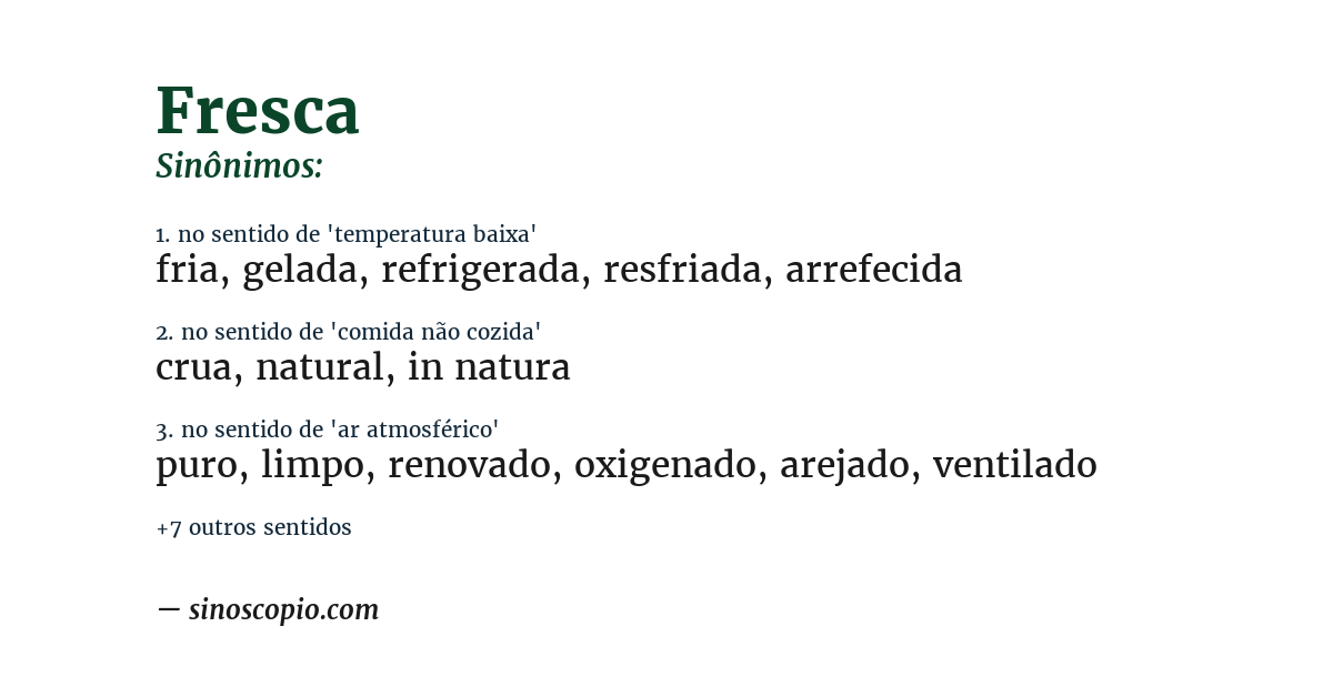 Sinônimo de fresca
