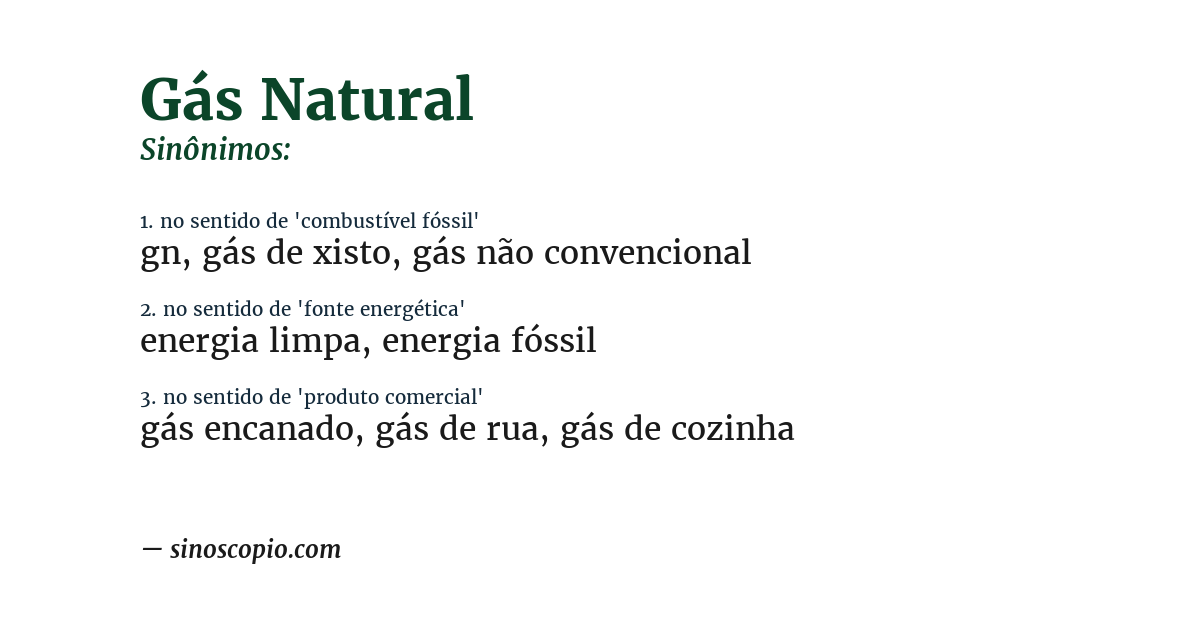 Sinônimo de gás natural