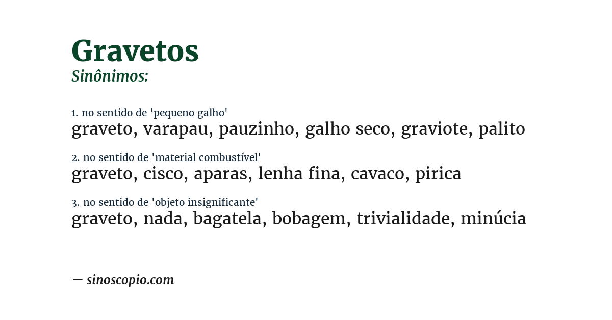 Sinônimo de gravetos