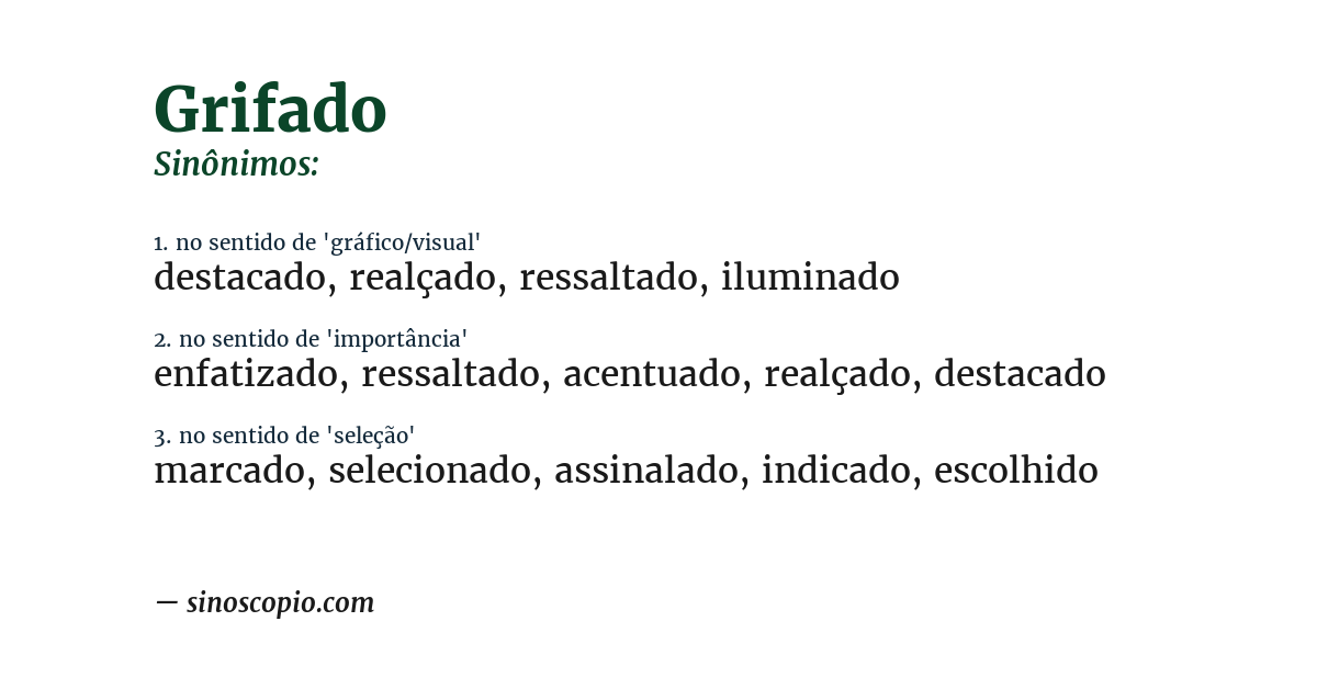 Sinônimo de grifado