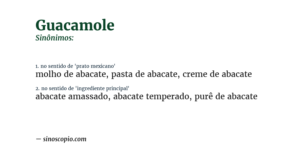 Sinônimo de guacamole