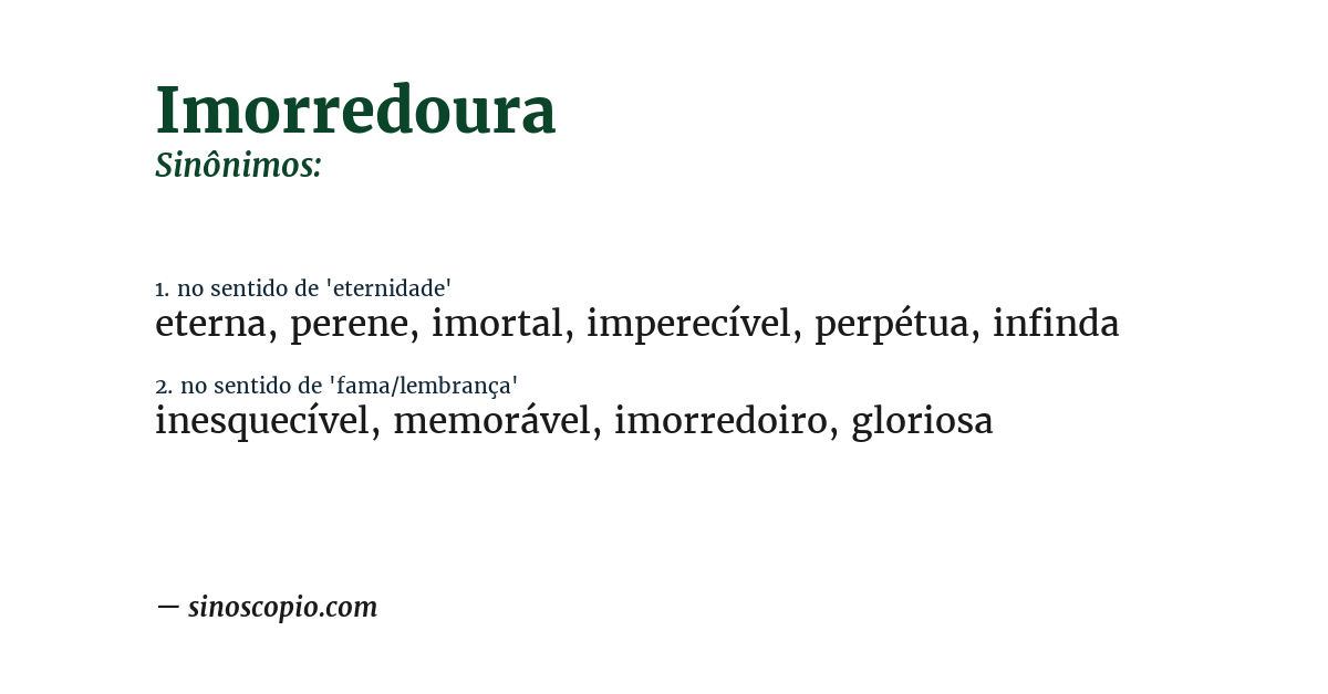 Sinônimo de imorredoura