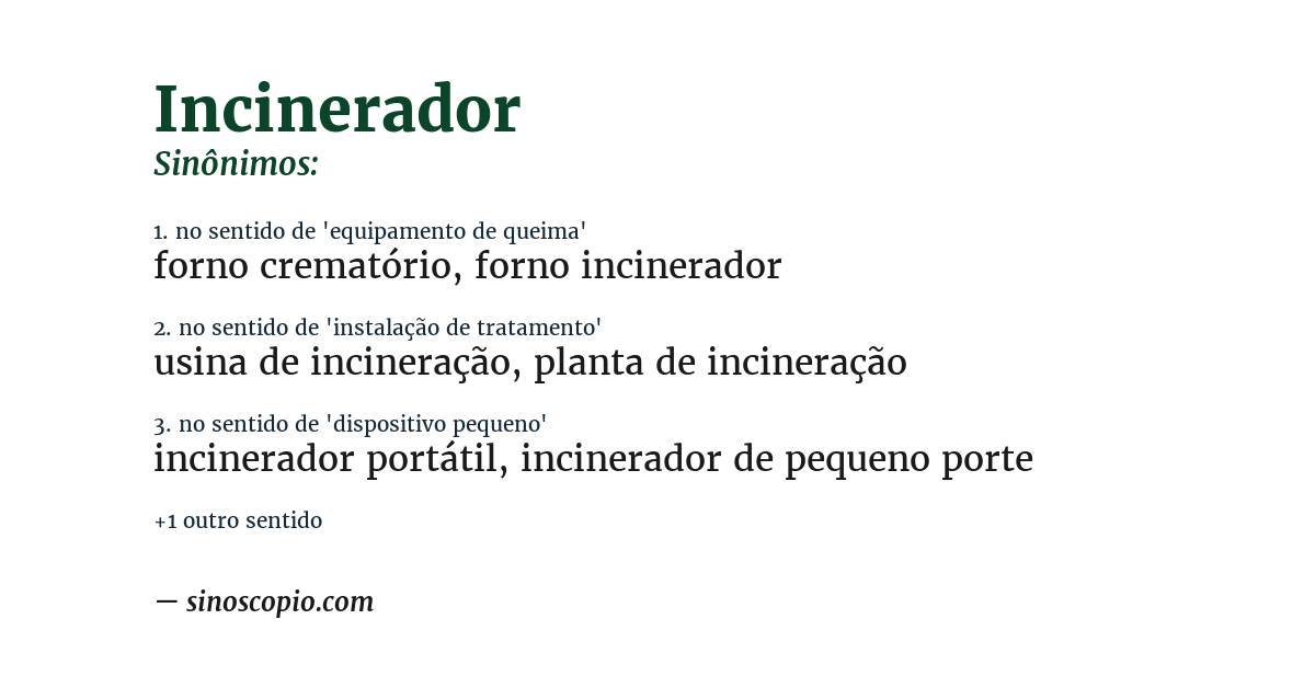 Sinônimo de incinerador