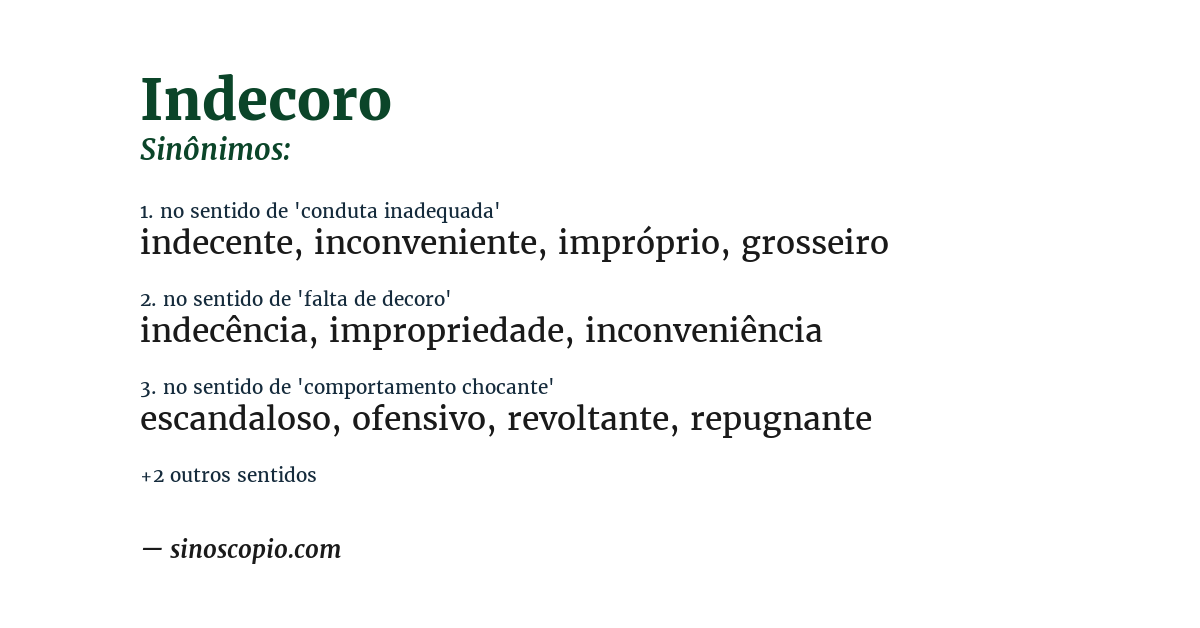Sinônimo de indecoro