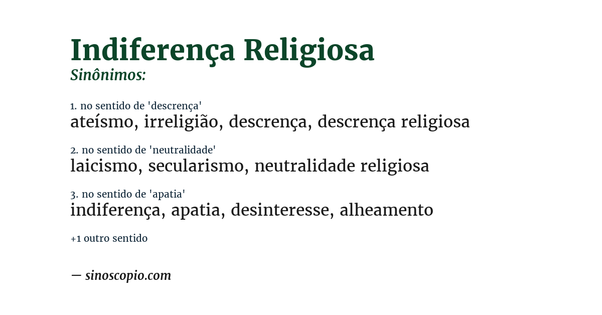 Sinônimo de indiferença religiosa