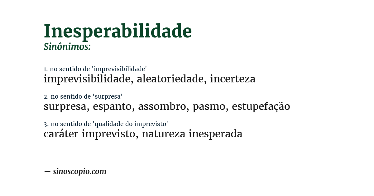 Sinônimo de inesperabilidade