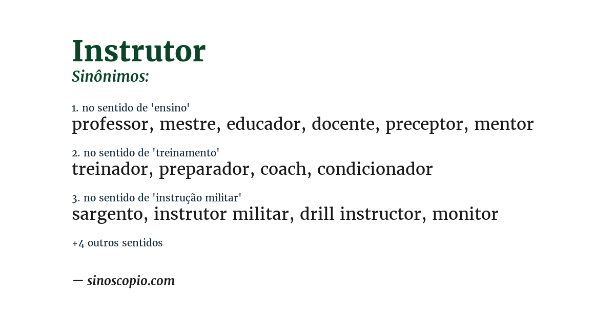 Sinônimo de instrutor