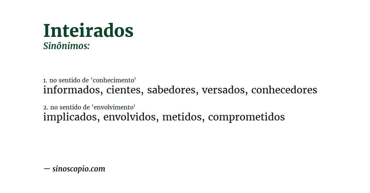 Sinônimo de inteirados