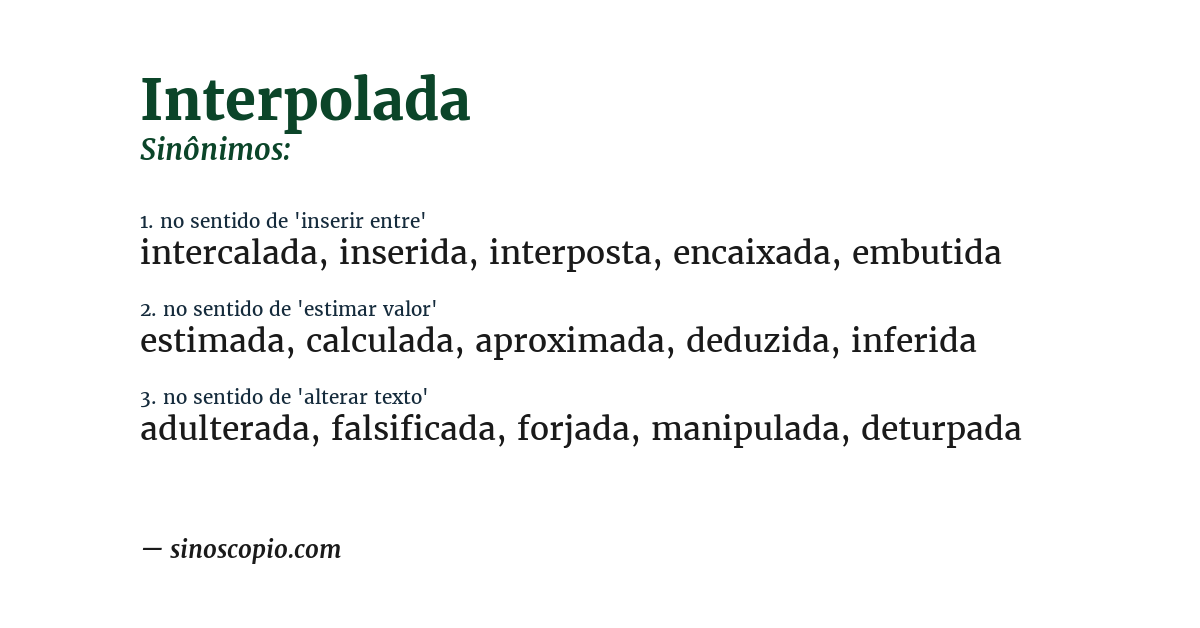 Sinônimo de interpolada