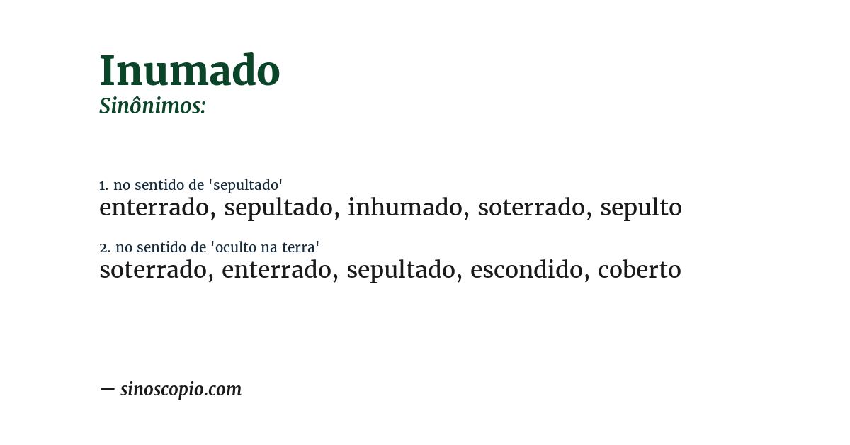 Sinônimo de inumado