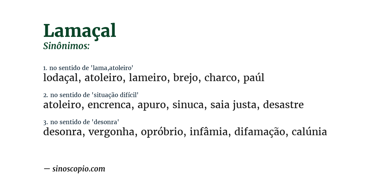 Sinônimo de lamaçal