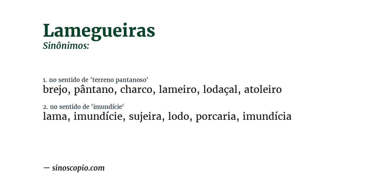 Sinônimo de lamegueiras