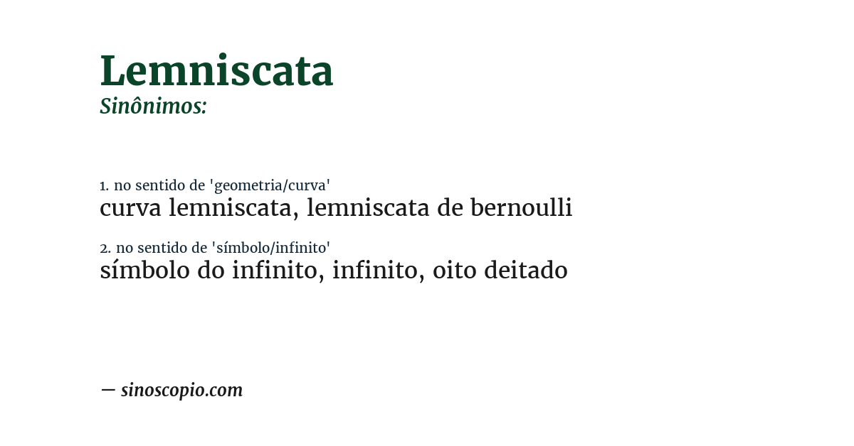 Sinônimo de lemniscata