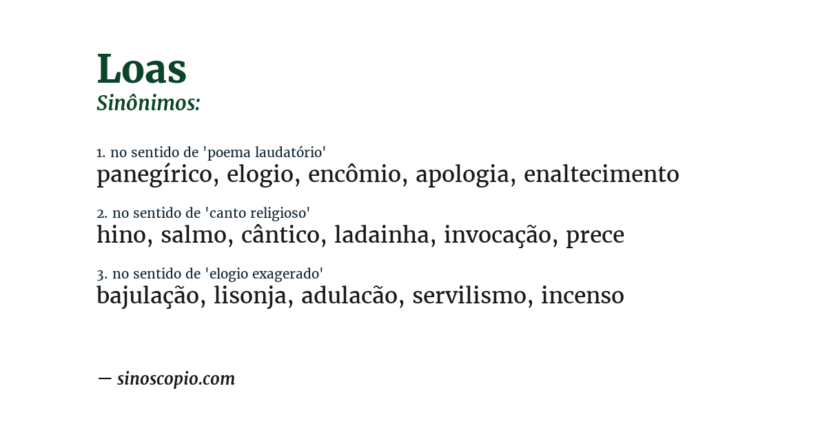 Sinônimo de loas