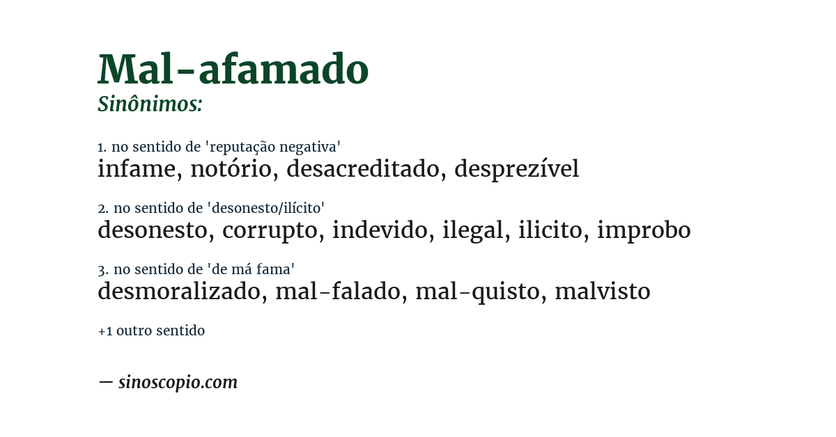 Sinônimo de mal-afamado