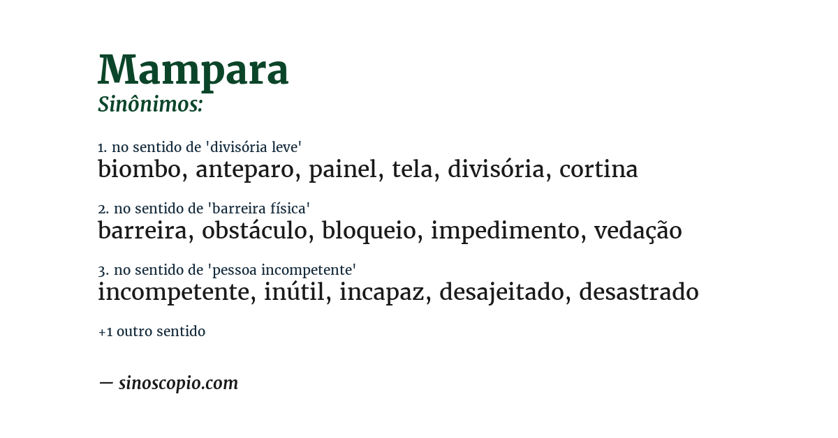 Sinônimo de mampara