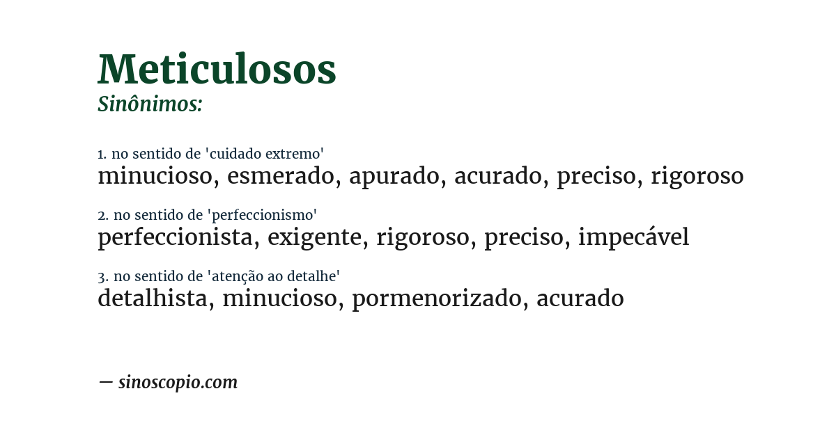 Sinônimo de meticulosos