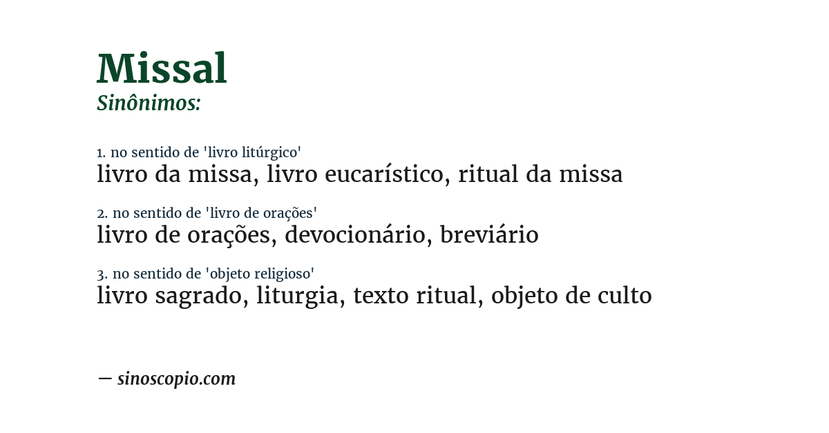 Sinônimo de missal